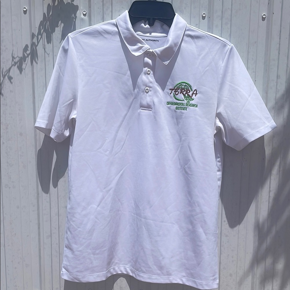TERRA White Polo with Green Logo